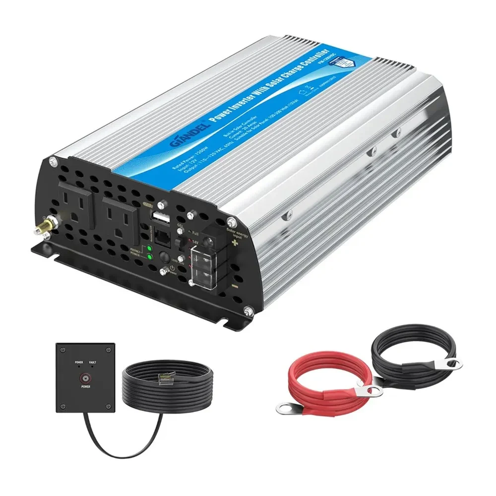 Giandel PM-1200HSC 1200W Modified Sine Wave Inverter with 20A PWM Solar Charge Controller 12V DC to 120V AC