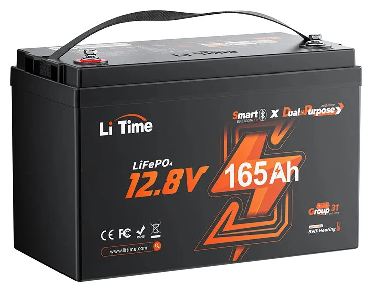 LiTime 12V 165Ah 1200 CCA Dual Purpose Marine Lithium Battery (DE edition)